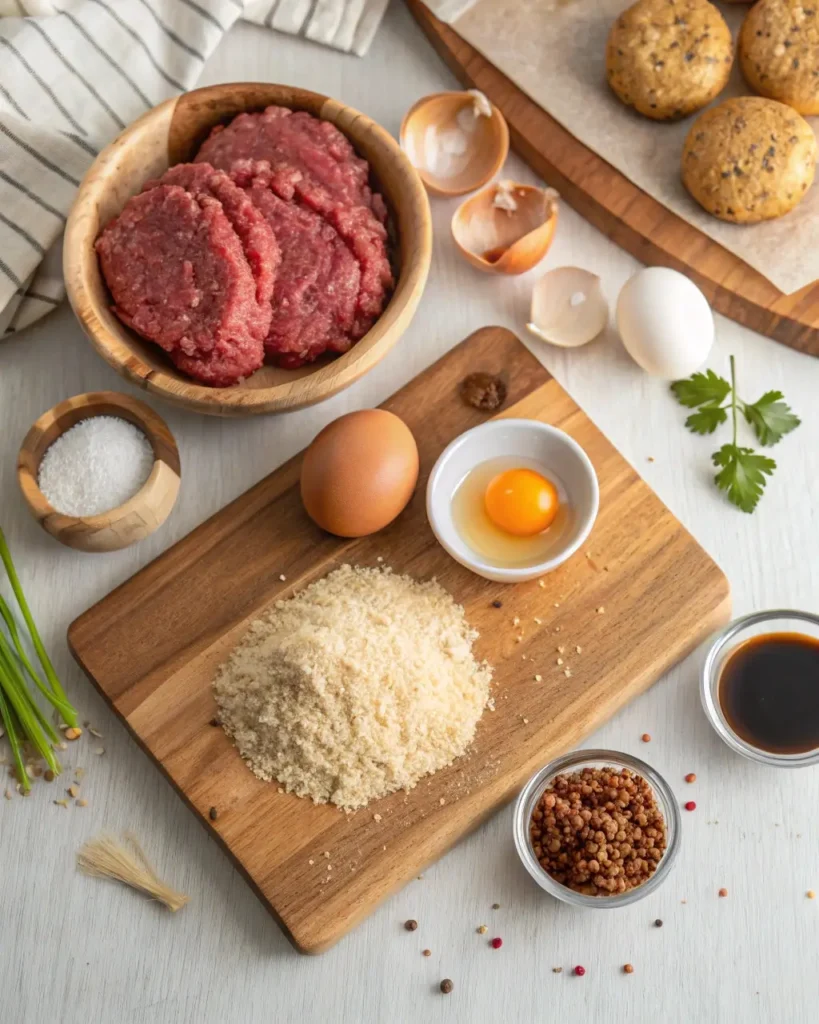 Ingredients for homemade Salisbury steak recipe