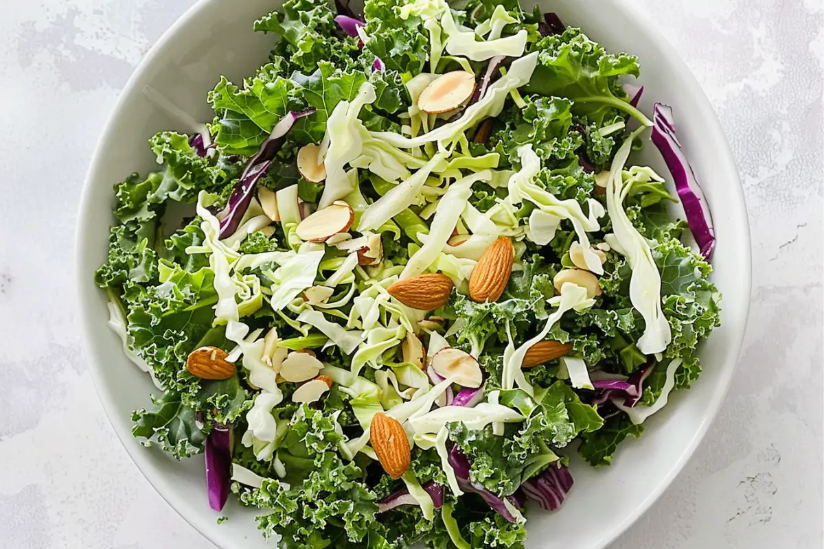 Kale Crunch Salad Chick-Fil-A Copycat in wooden bowl