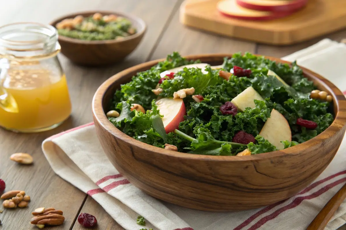 Kale Crunch Salad Chick-Fil-A Copycat in wooden bowl