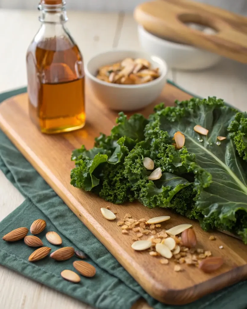 Massaging kale for Kale Crunch Salad Chick-Fil-A Copycat