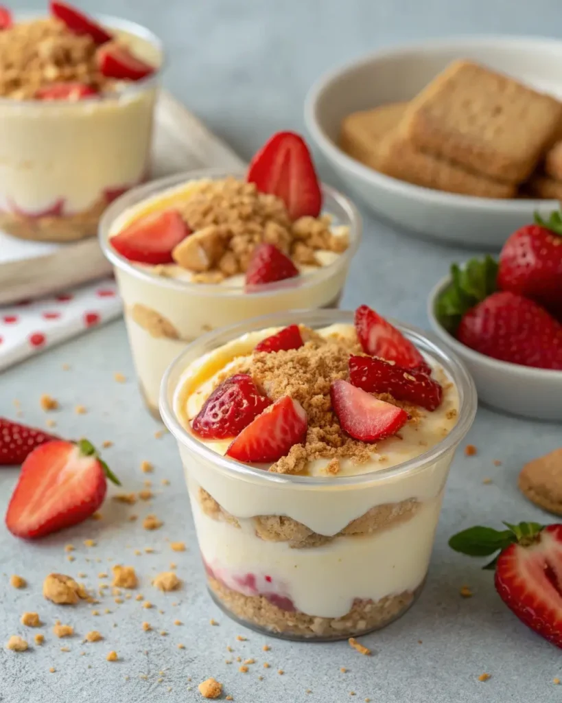 Mini banana pudding cups with graham crackers