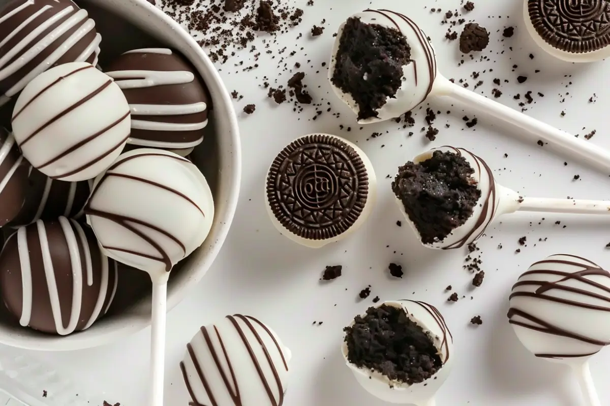 No Bake Oreo Cake Pops with Chocolate and Sprinkles