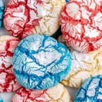 Red White and Blue Cake Mix Cookies on festive plate
