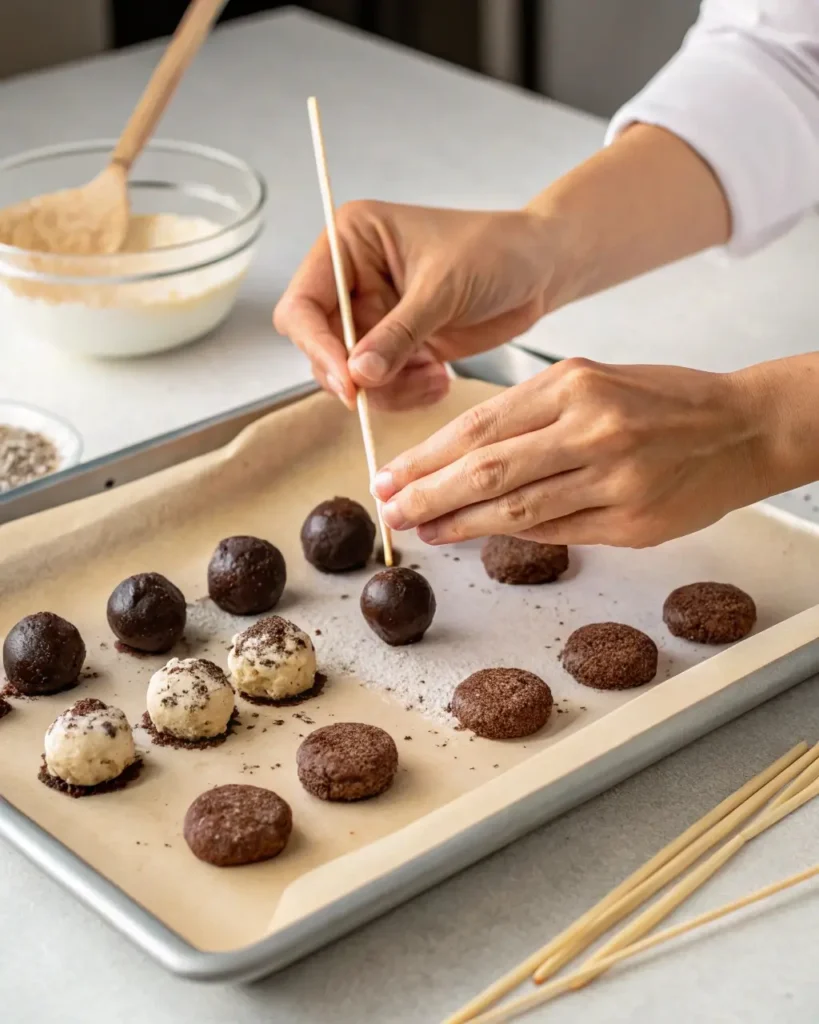 Rolling and Shaping No Bake Oreo Cake Pops