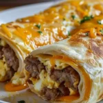 Sausage Egg and Cheese Breakfast Roll-Ups on a white plate