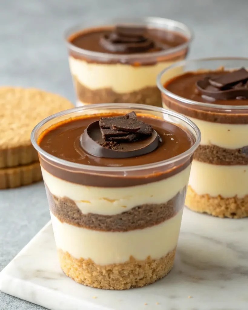 Step-by-step chocolate hazelnut mascarpone cups layers