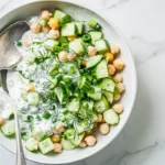 Tzatziki Chickpea Salad served with dill and pita