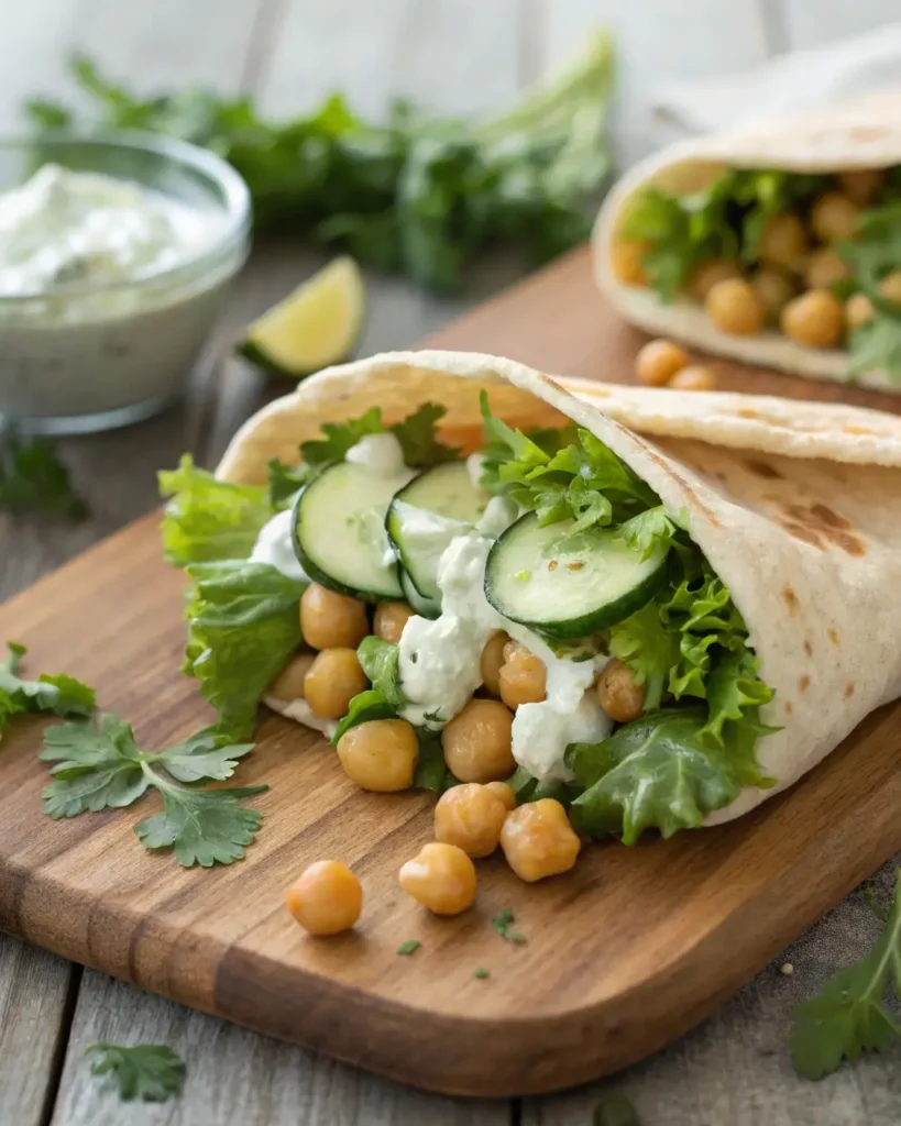 Tzatziki Chickpea Salad wrap sandwich