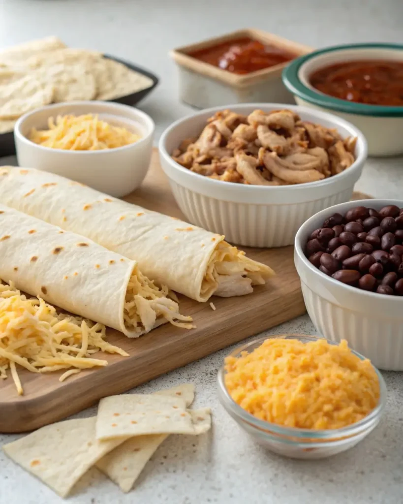 how to make chimichangas ingredients laid out