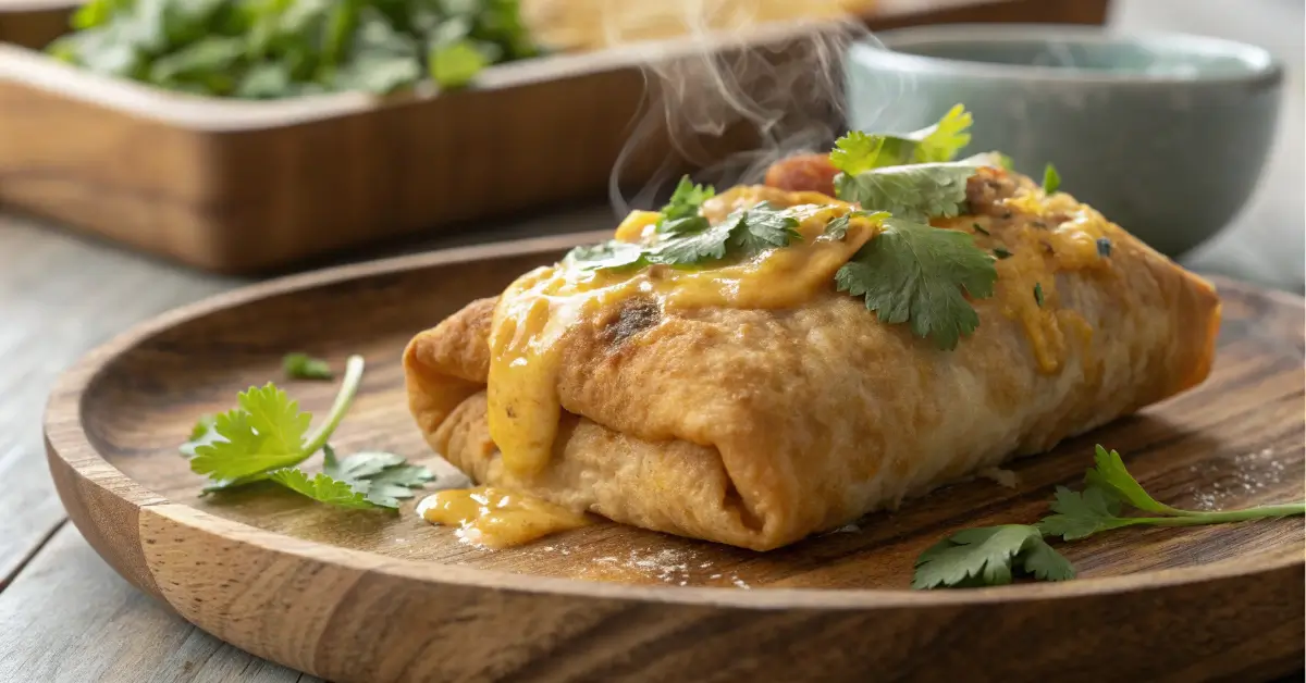 how to make chimichangas topped with queso