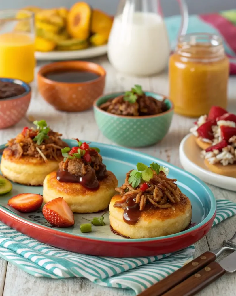 mini hoe cakes with Southern toppings