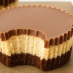 mini peanut butter cup cheesecakes with chocolate drizzle