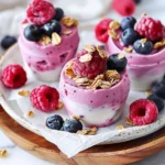 mixed berry frozen yogurt bites with granola in tray