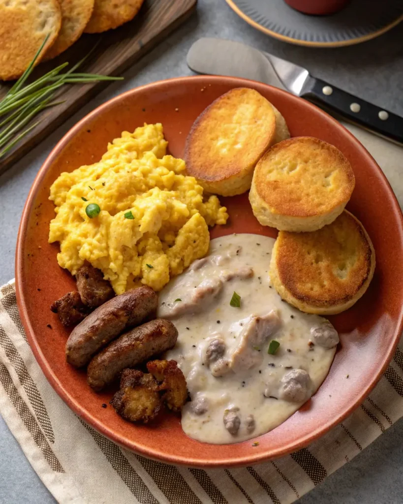 savory hoe cake bread breakfast plate