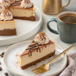 serving cappuccino fudge cheesecake with espresso