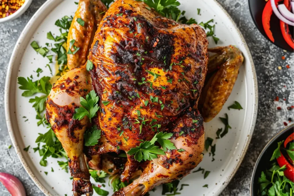 Air Fryer Whole Chicken crispy skin close-up