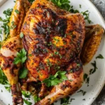 Air Fryer Whole Chicken crispy skin close-up