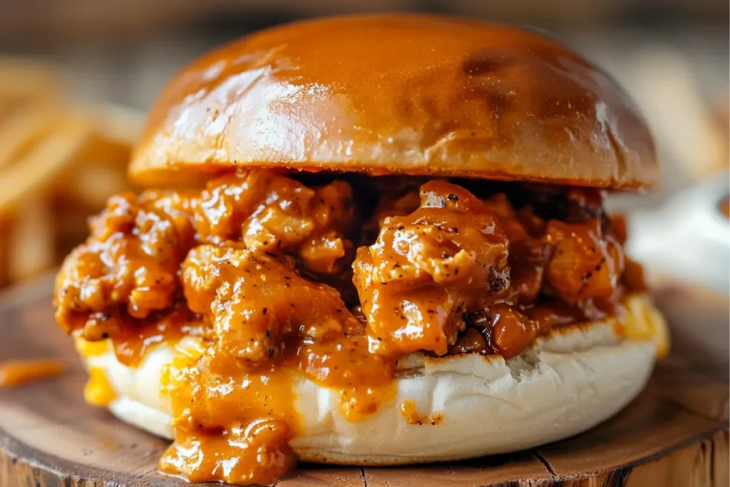 Cajun Chicken Sloppy Joes on toasted buns