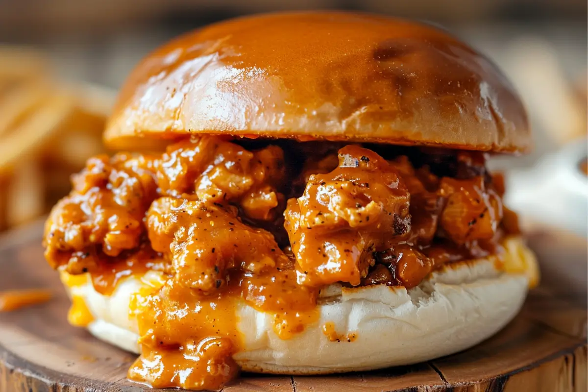 Cajun Chicken Sloppy Joes on toasted buns