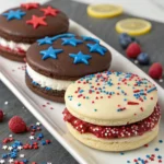 Chocolate, funfetti, and lemon berry Patriotic Whoopie Pie variations