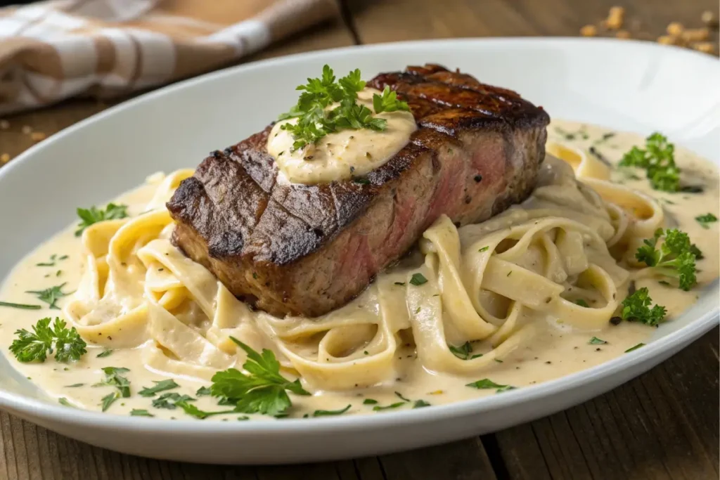 Creamy steak and pasta dishes with ribeye and Alfredo sauce