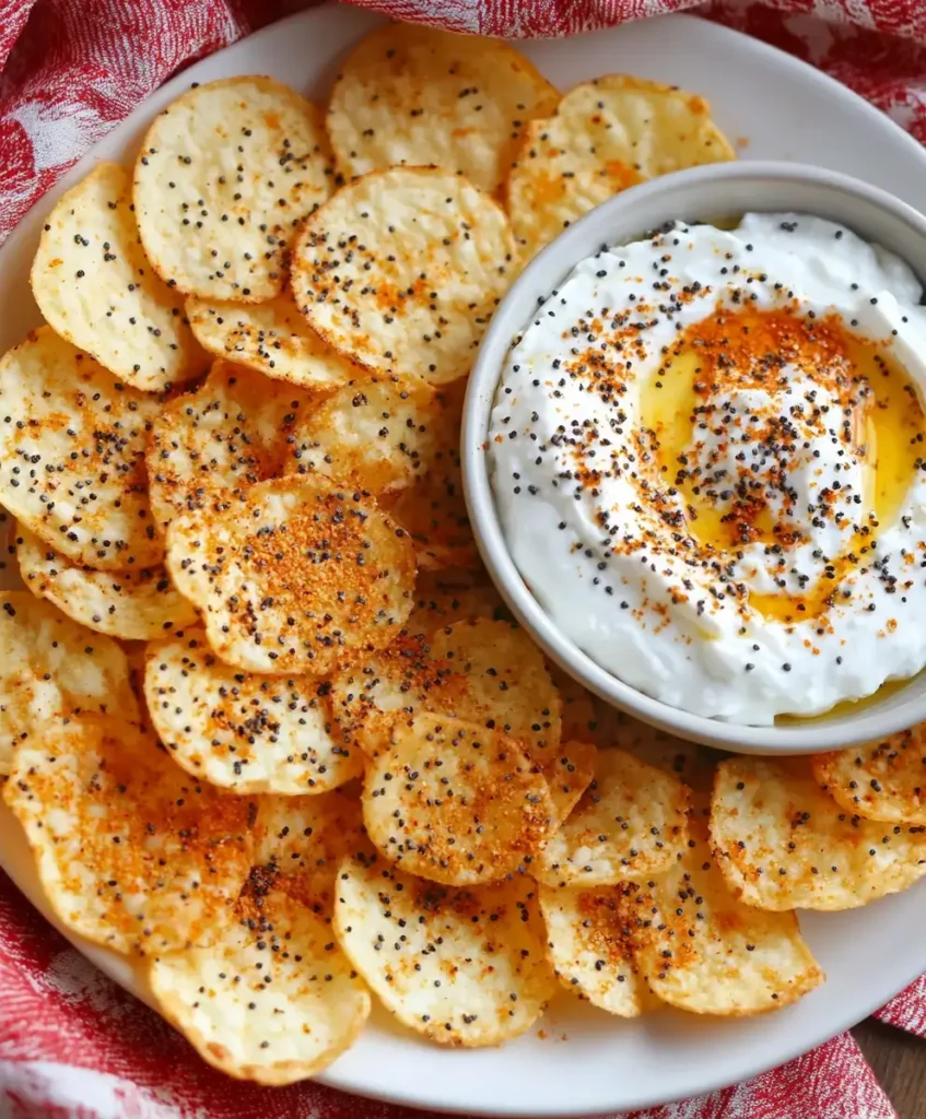 Crispy cottage cheese chip held above salad as a healthy snack