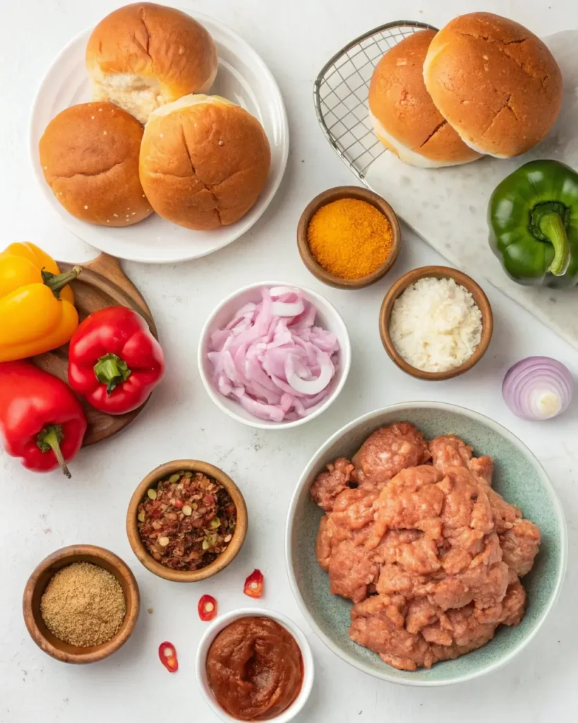 Ingredients for Cajun Chicken Sloppy Joes recipe
