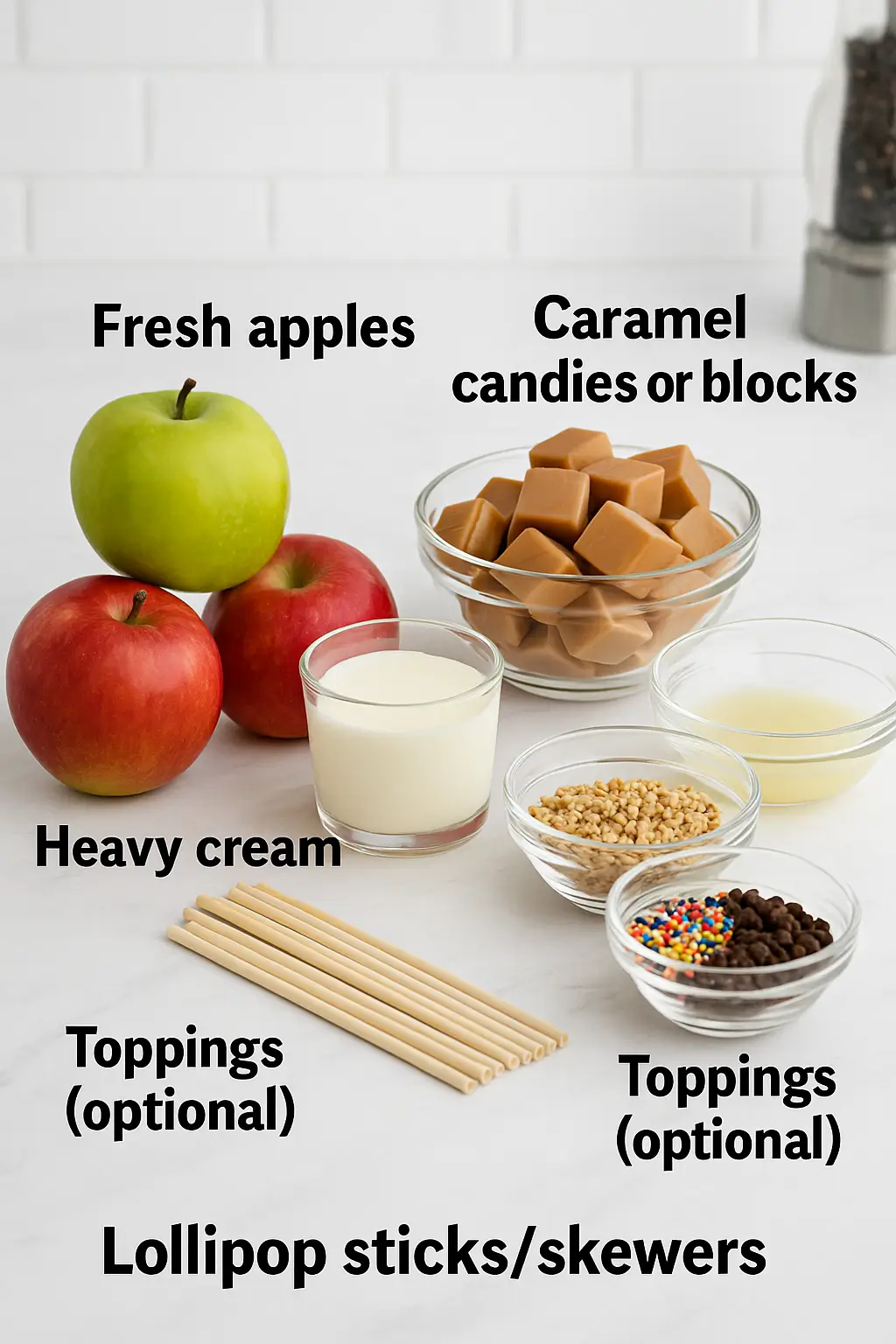 Ingredients for caramel apple slices