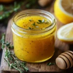 Lemon dressing recipe vinaigrette poured over salad
