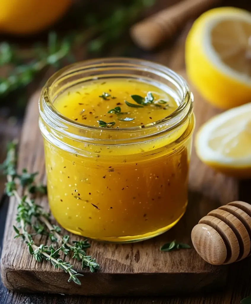 Lemon dressing recipe vinaigrette poured over salad