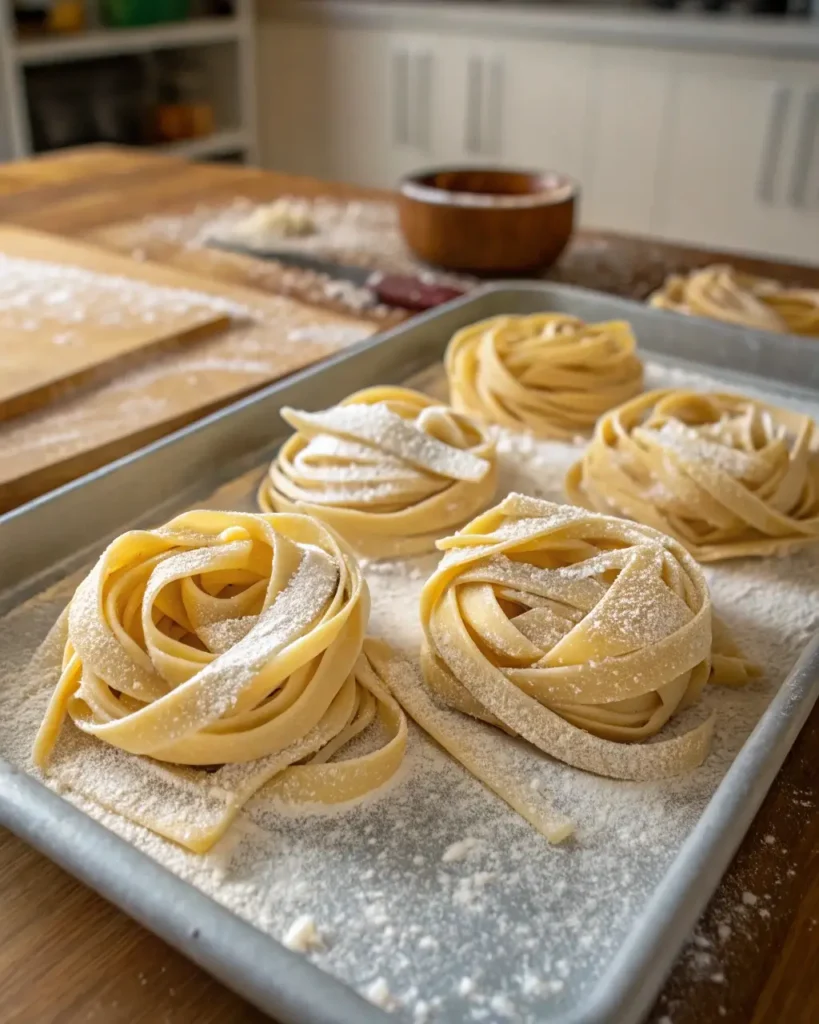 fresh pasta nests ready to cook