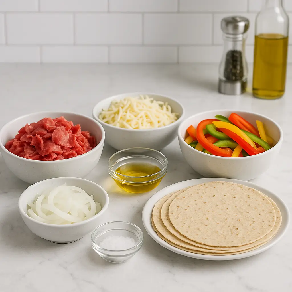 Ingredients for Keto Philly Cheesesteak Rolls
