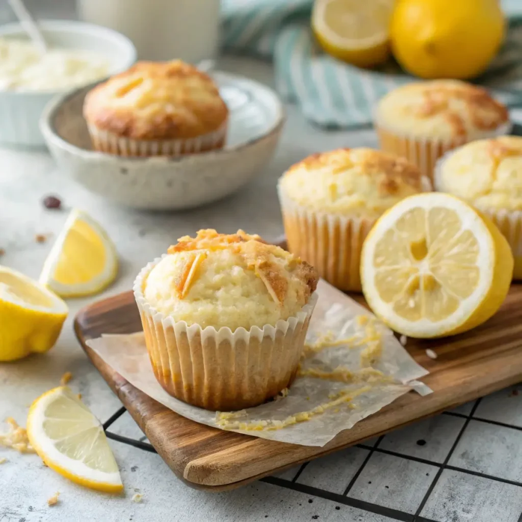 keto lemon cream cheese muffins recipe close-up