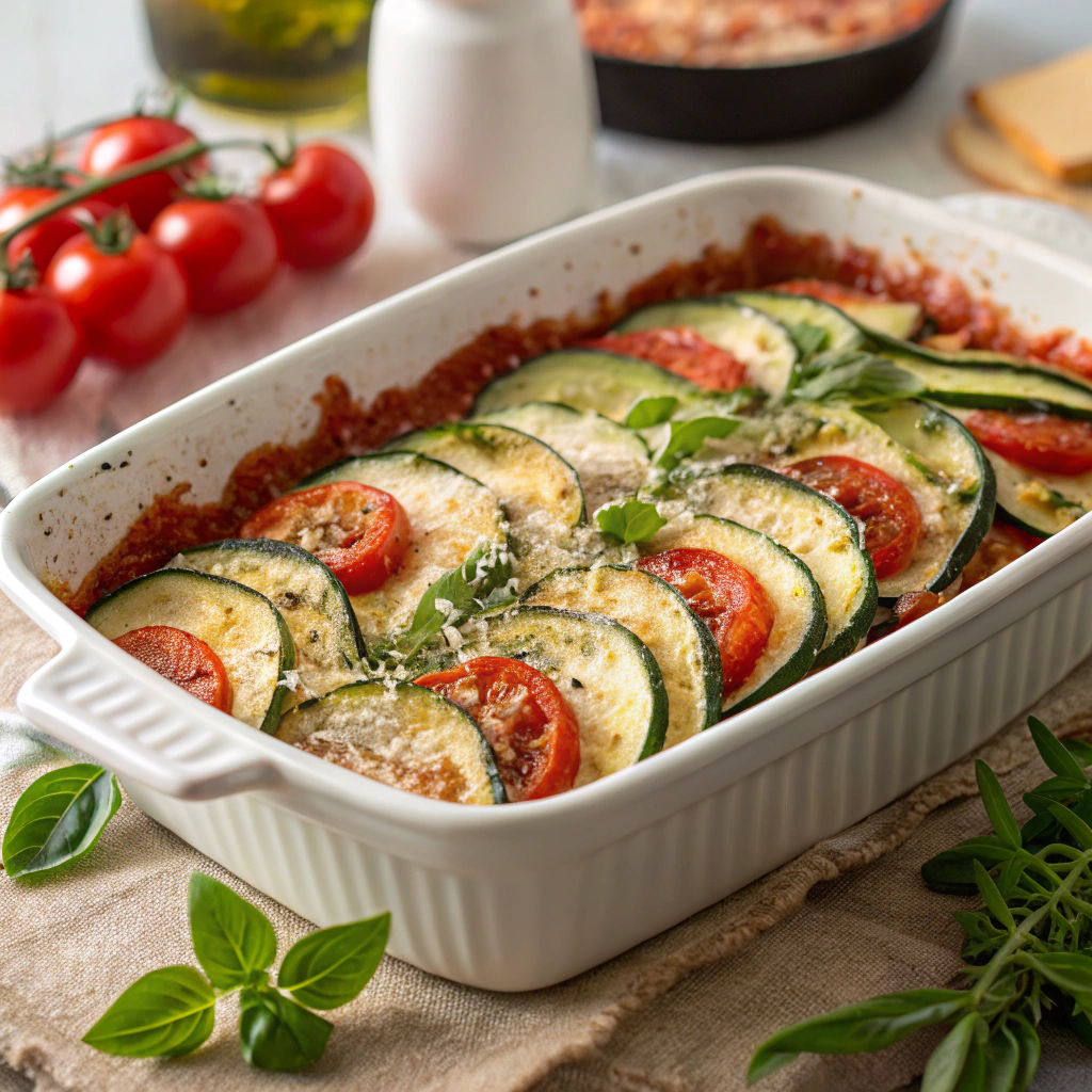 Parmesan Tomato Zucchini Bake